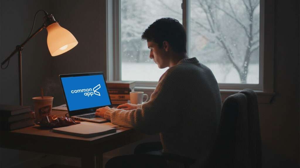 a student sitting on laptop