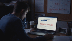 a student looking at financial aid deadline